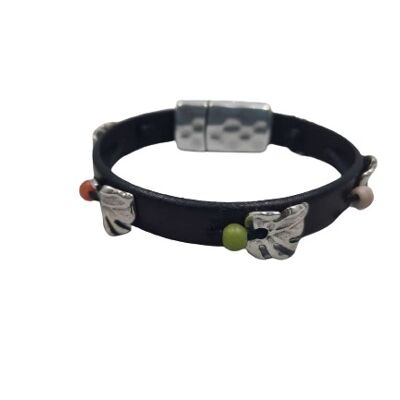 Leather bracelet with monsteras and color