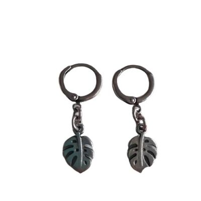 Leaf dangle earring with hoop