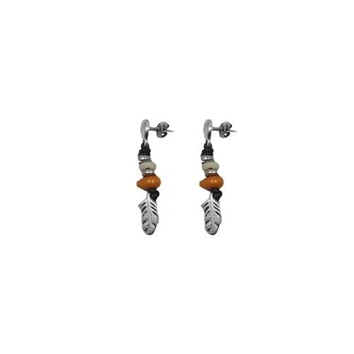 Pendientes pluma y cristal