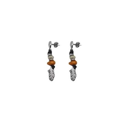 Pendientes pluma y cristal