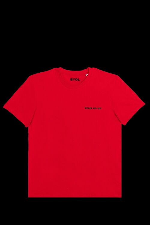 Crois en toi T-shirt col rond rouge