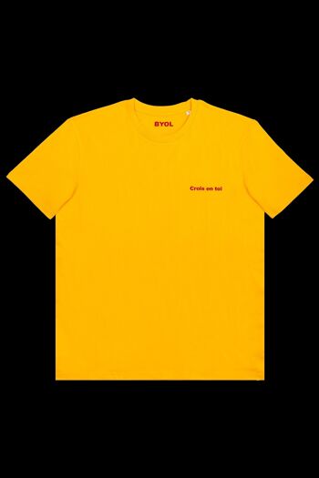 Crois en toi T-shirt col rond jaune