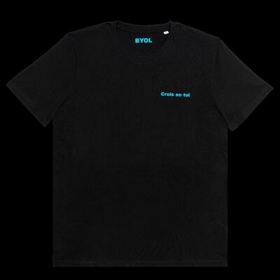 Glaube an dich Schwarzes T-Shirt mit Rundhalsausschnitt