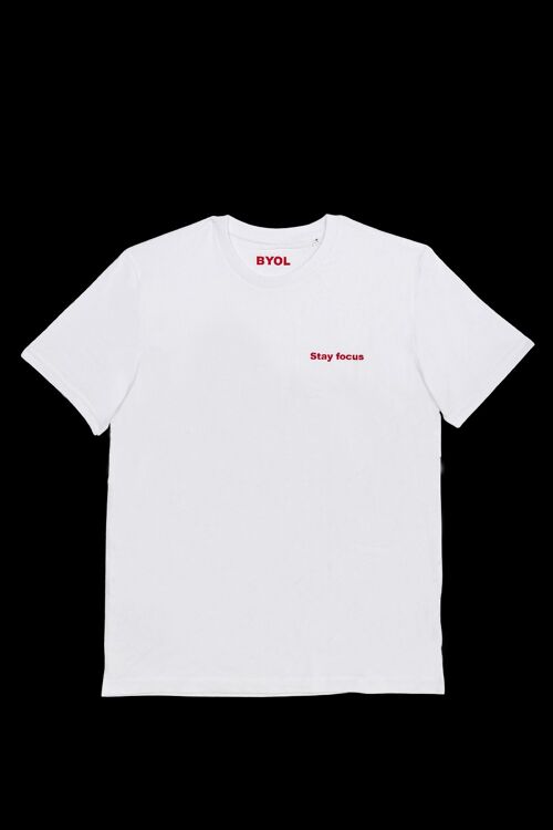 Stay focus T-shirt col rond blanc