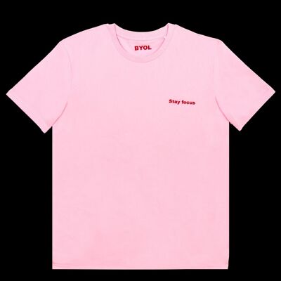 Stay focus camiseta rosa con cuello redondo