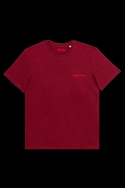 Stay focus T-shirt col rond burgundy