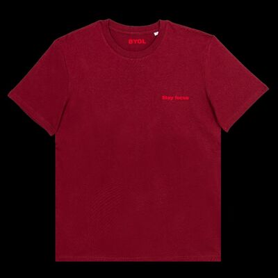 Stay focus T-shirt col rond burgundy