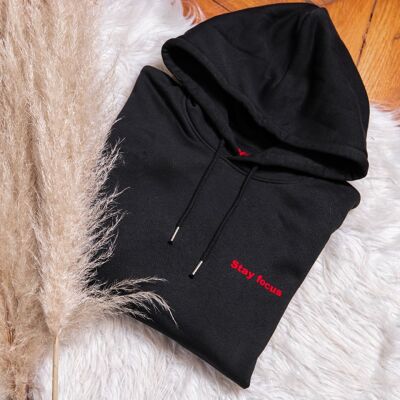 Stay focus Kangaroo pocket hoodie Black