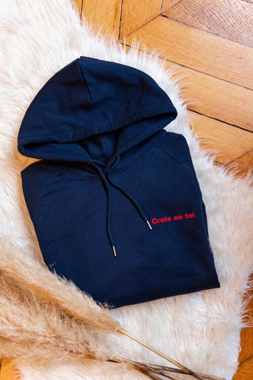 Crois en toi Hoodie poche latérale French navy