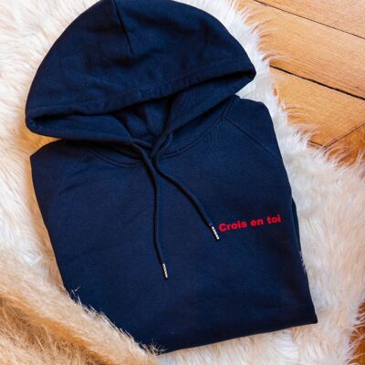 Crois en toi Hoodie poche latérale French navy