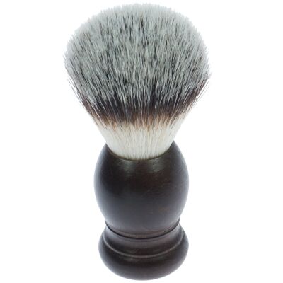 Shaving brush, synthetic hair, handle beechwood dark stained, ring Ø 21.5 mm, height: 10.5 cm