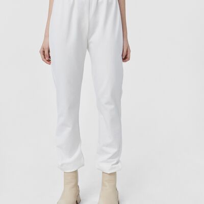 RENE Jogger Neoprene Trousers With Elastic Waistband in White