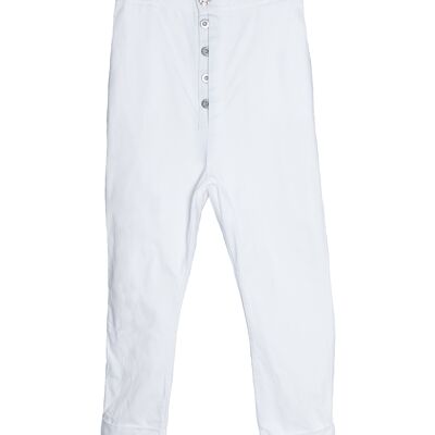 ASPYN Cargo Trousers with Elastic Waistband and Jewel Button in White