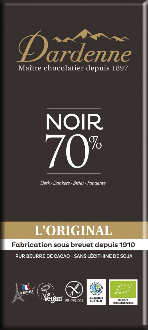 Tablette Chocolat Noir 70% L'original 100g