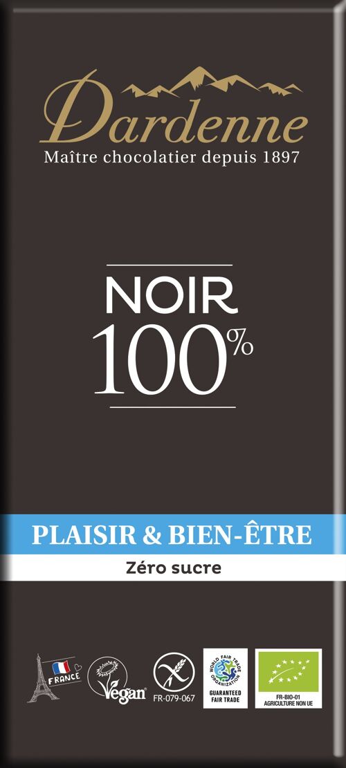 Tablette NOIR 100% -zéro sucres ajoutés-70g