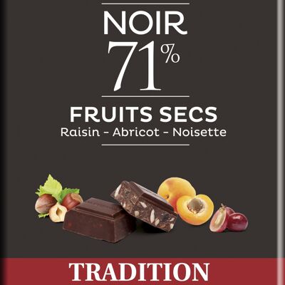 Tablette Chocolat Noir Fruits Secs Tradition 180g
