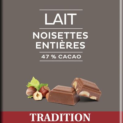 Tablette Chocolat Lait Noisettes entières Tradition