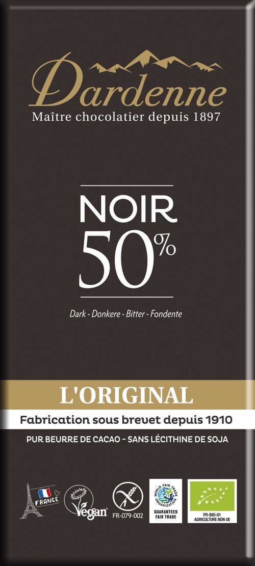 Tablette Chocolat Noir 50% L'original 100g