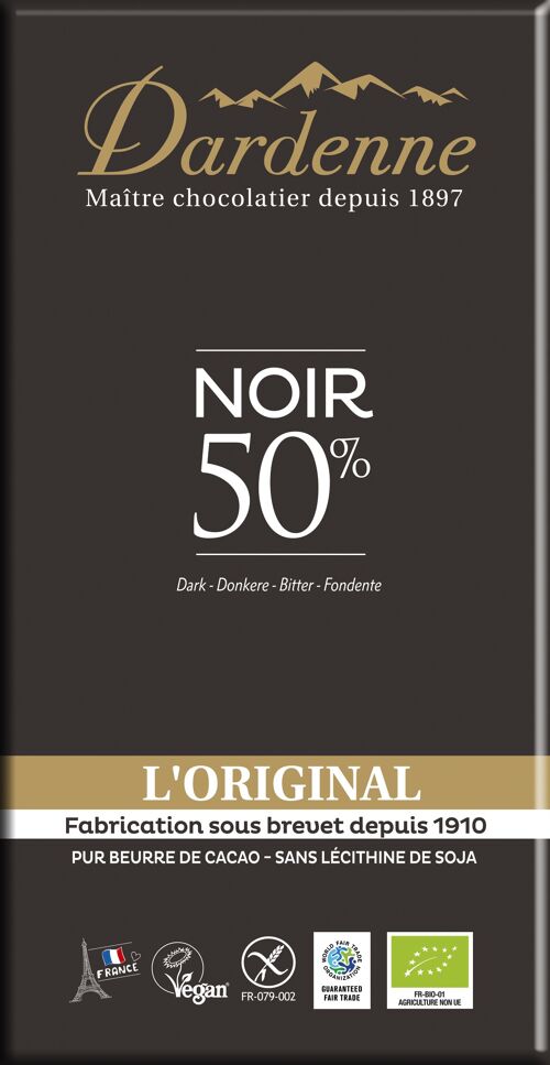 Tablette Chocolat Noir 50% L'original 200g