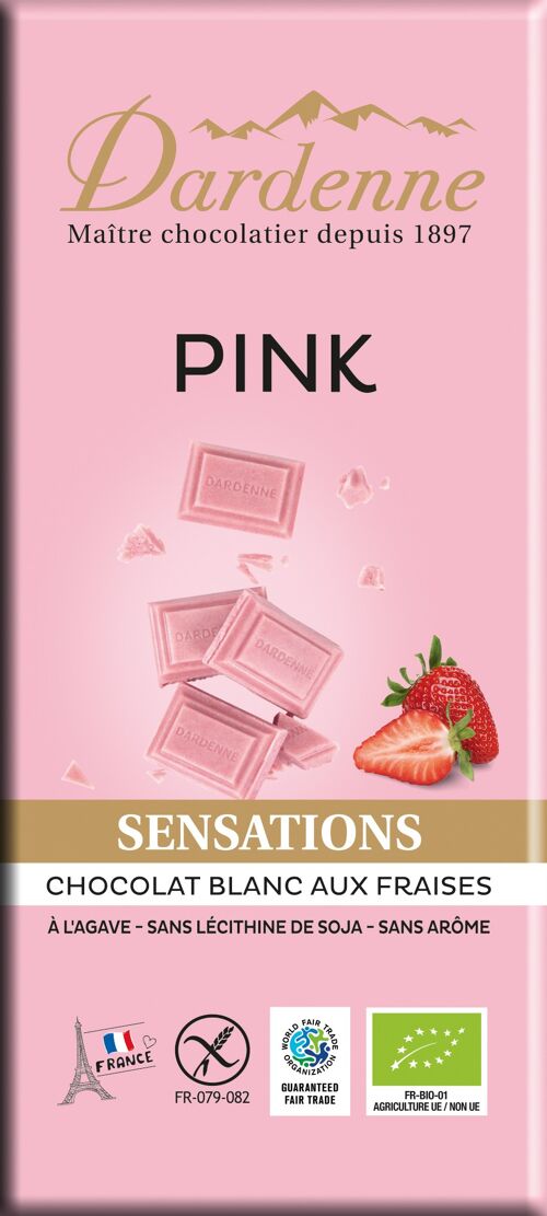 PINK - Tablette Chocolat Blanc aux fraises 70g