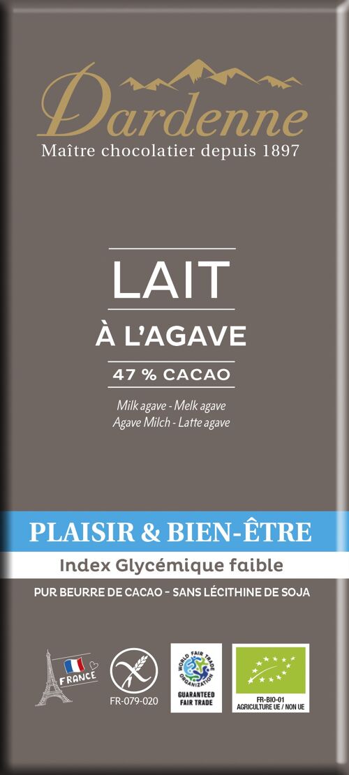 Tablette Chocolat au Lait à l'Agave 100g
