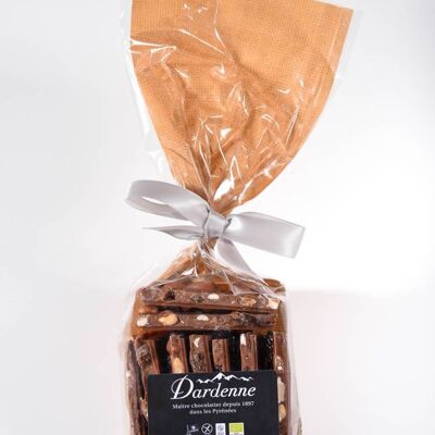 Crunchy MILK chocolate 47% - Whole hazelnuts - Whole almonds - Raisins 180g