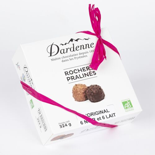 12 Rochers Pralinés NOIR et LAIT L'original DARDENNE - 12pièces x 27g - 6 NOIR + 6 LAIT