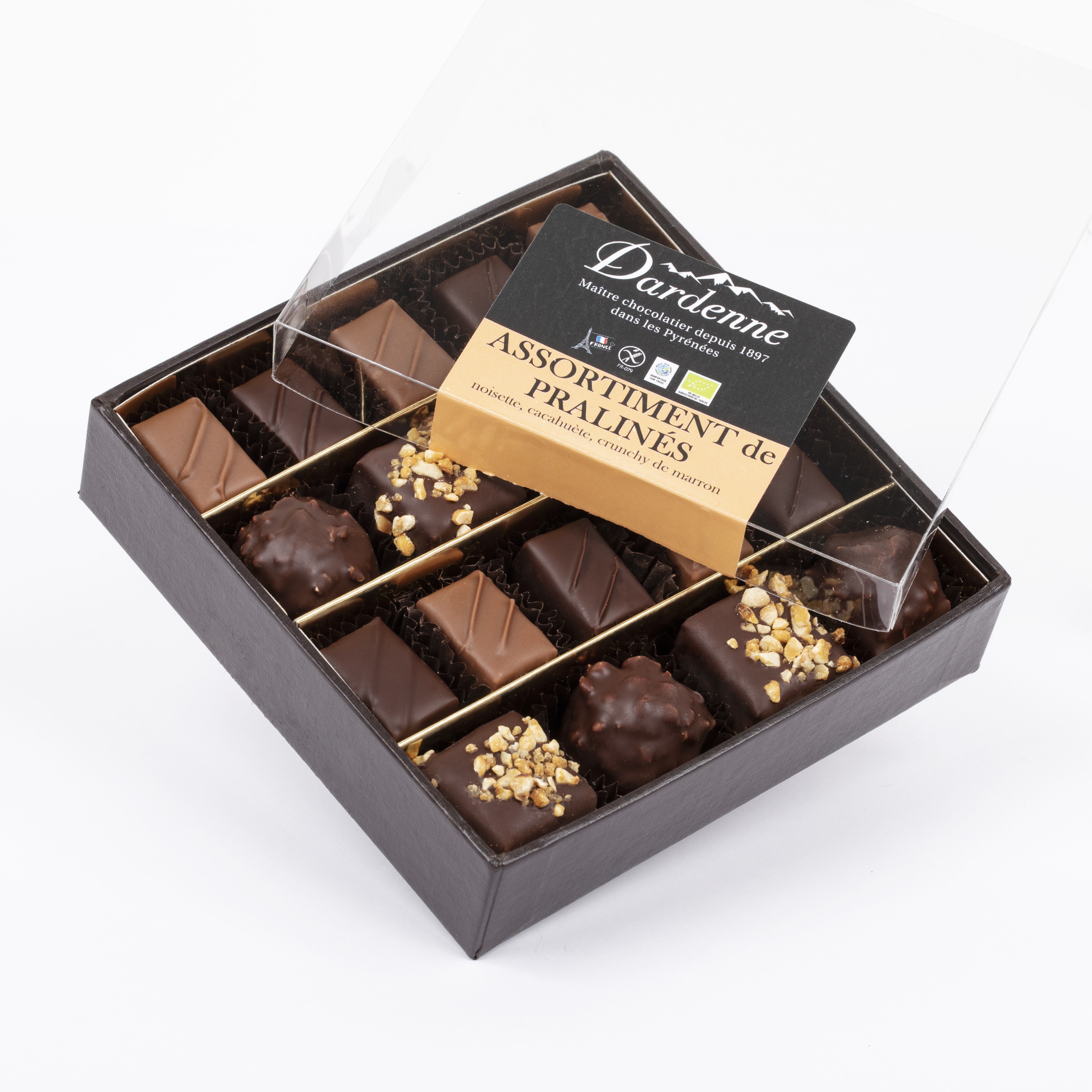 ASSORTIMENT de PRALINÉS de Noël -noisettes, cacahuètes, crunchy- 160g