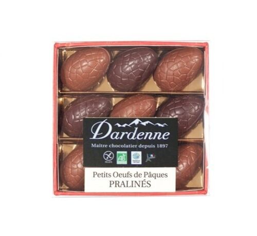 Assortiment d'oeufs de Pâques pralinés : 4 Noir, 5 Lait - 100g