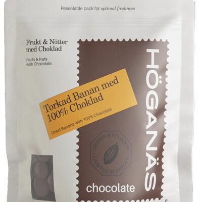 Dried Bananas coated in 100% Chocolate