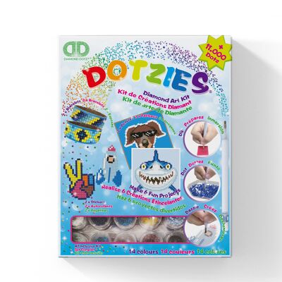 DOTZIES blue kit - 6 creations for children