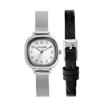 TM10152-01 - Trendy Kiss analog women's watch - Milanese strap + free leather - Apolline