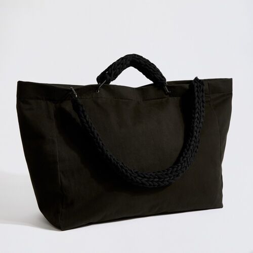 “Mama Canvas Over-sized” tote bag black cotton