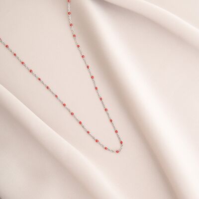 Silver red mini pearl necklace