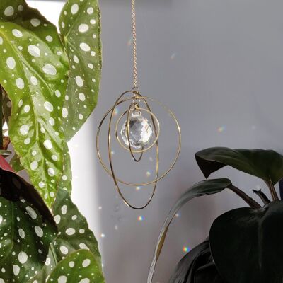 GALAXY XL Suncatcher in brass and glass crystal