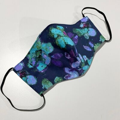 Navy Watercolour Floral Face Mask