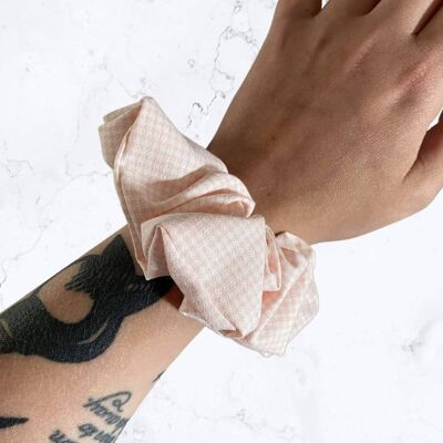 Pale Pink Gingham Scrunchie