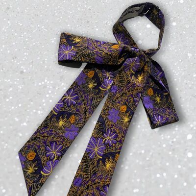 Purple & Gold Floral Pussy Bow