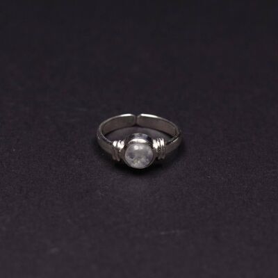 Sterling silver rainbow moonstone adjustable ring