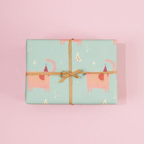 Birthday Elephant (Blue) - GIft Wrapping Paper Sheets