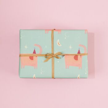 Éléphant d'anniversaire (bleu) - Feuilles de papier cadeau 1