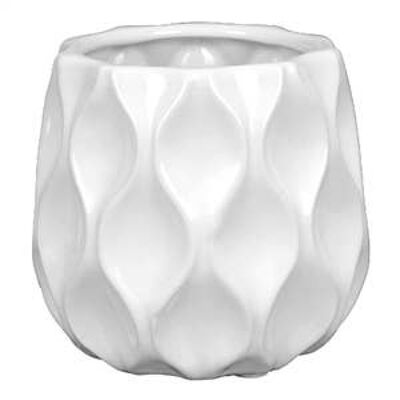 Ceramic Plant Pot Wave Design 14cm White