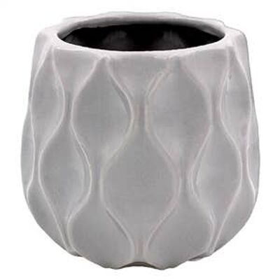 Ceramic Plant Pot Wave Design 14cm Grey