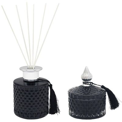 Fresh Linen Candle And Diffuser Set Black