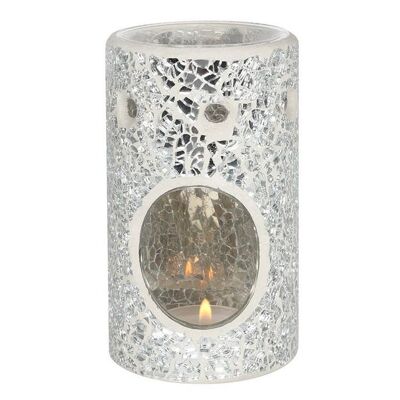 Pillar Crackle Glass Oil Burner White