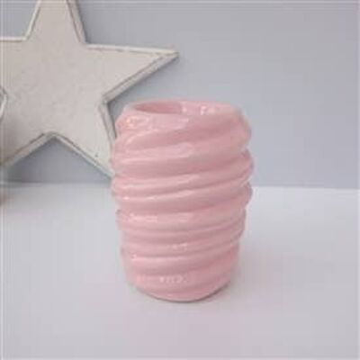 Swirl Ceramic Wax Melter / Oil Burner 11cm Pink