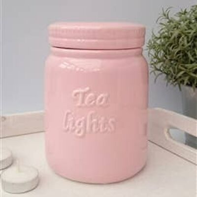 Tea Light storage jar Pink