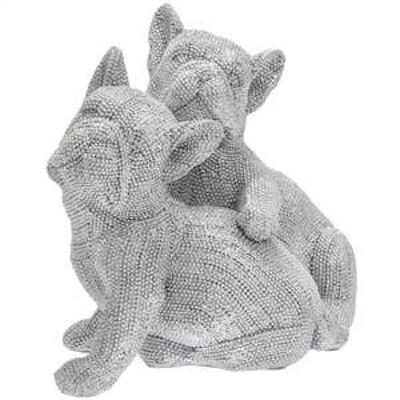 Twin French Bulldog Silver Glitter 25cm