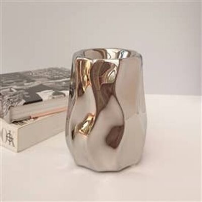 Wavy Ceramic Wax Melter / Oil Burner 11cm Silver