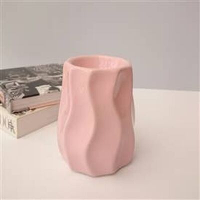 Wavy Ceramic Wax Melter / Oil Burner 11cm Pink